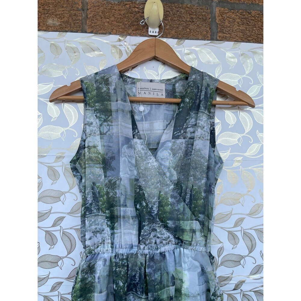 Plains & Prints x Mark Nicdao Manila Dress Size US 2 Vintage Aesthetic Chiffon - Picture 3 of 12